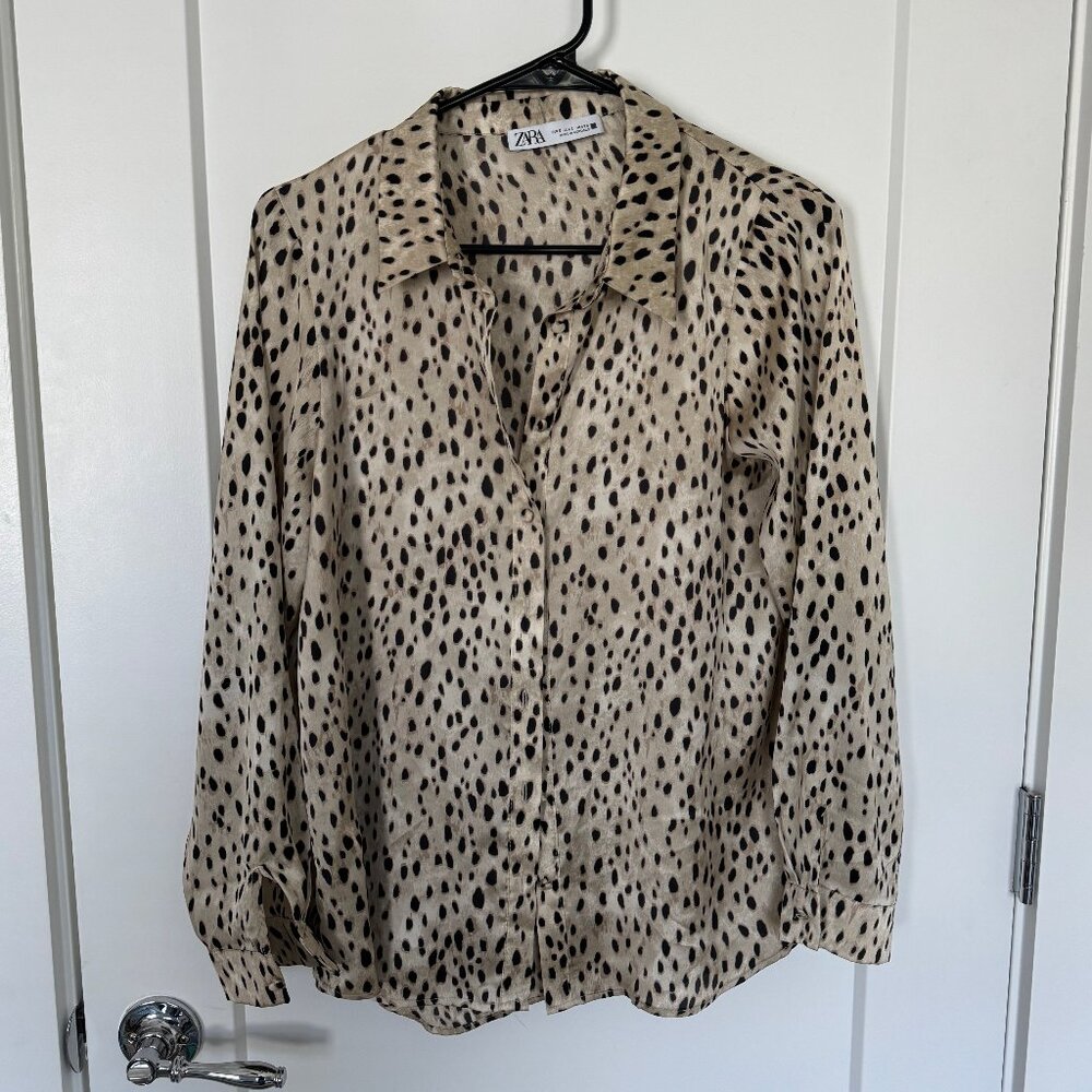 Zara Leopard Button Up Blouse | Size Small